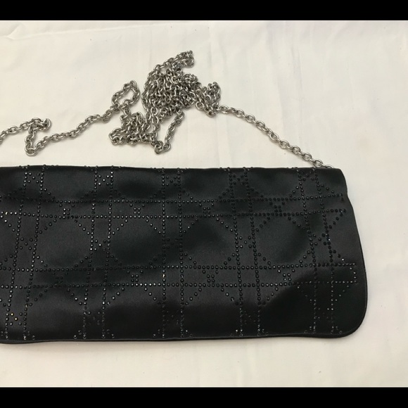 Dior Cannage Crystal Embellished Chain Black Satin - Picture 5 of 5